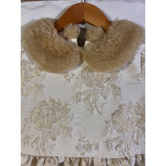 Janie & Jack Dress White Faux Fur Collar Tulle Holiday Party Size 7 Years    E14 - Picture 3 of 7